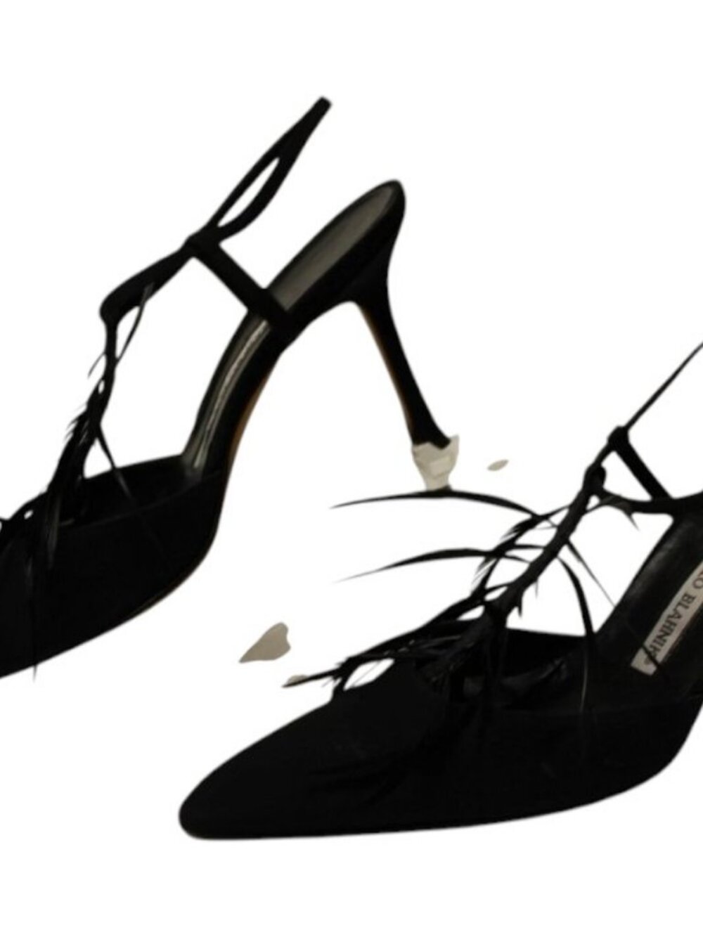 Manolo Blahnik Black Feather Heels 8 - Picture 3 of 11